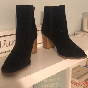 Black Suede open-toed heels